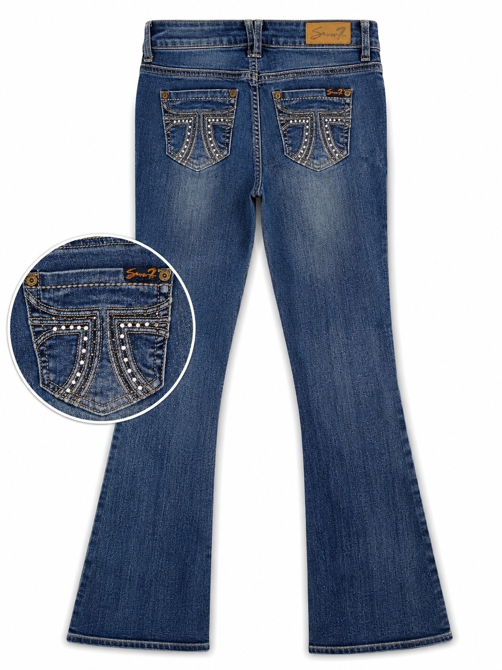 Seven7 Jeans Women’s 4 Bootcut Rhinestone Embellished Stretch Denim Y2K